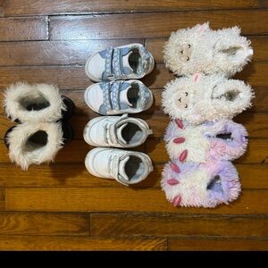 Toddler Size 6 Slippers and Sneakers Bundle.
